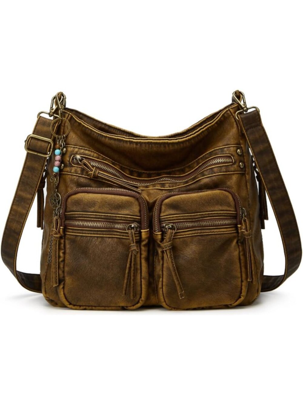 Large Soft Leather Crossbody Bag for Women - Vintage Y2K Hobo Tote Handbag
